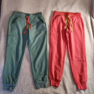 Figs Kids Sweatpants Set - Teal and Coral